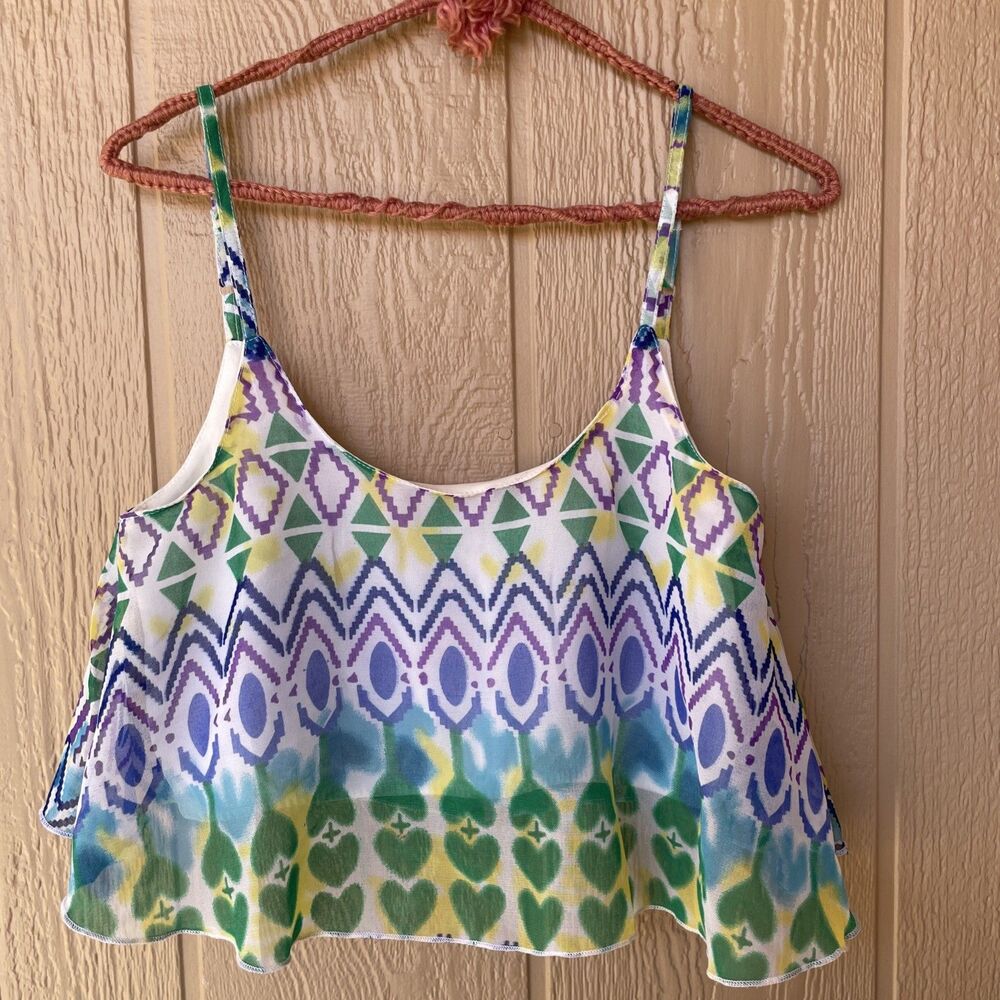 LAGACI Aztec Pattern BOHO Crop Top Size Medium Festival Flowy Beach Top